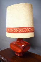 Mid 20th Century Lamp with hessian shade. Approx 22 inches tall. See photos.  S2