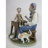 Lladro figurine The puppet painter Geppetto & Pinocchio Model no 5396, (Missing paint brush and