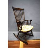 Vintage Stickback Rocking chair with cover.    