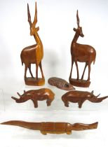 Selection of carved Hardwood African Animals. See photos.