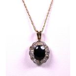 9ct Diamond & Sapphire Set Pendant hung on an 18 inch 9ct Gold Chain… Total weight 2.4g