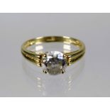 14ct Yellow Gold CZ set Solitaire Ring.  Finger size 'K'     1.8g