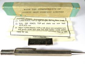 Silver Propelling pencil, Hallmarked for Birminham 1961. comes as a gift pack from Consett Steel Cor