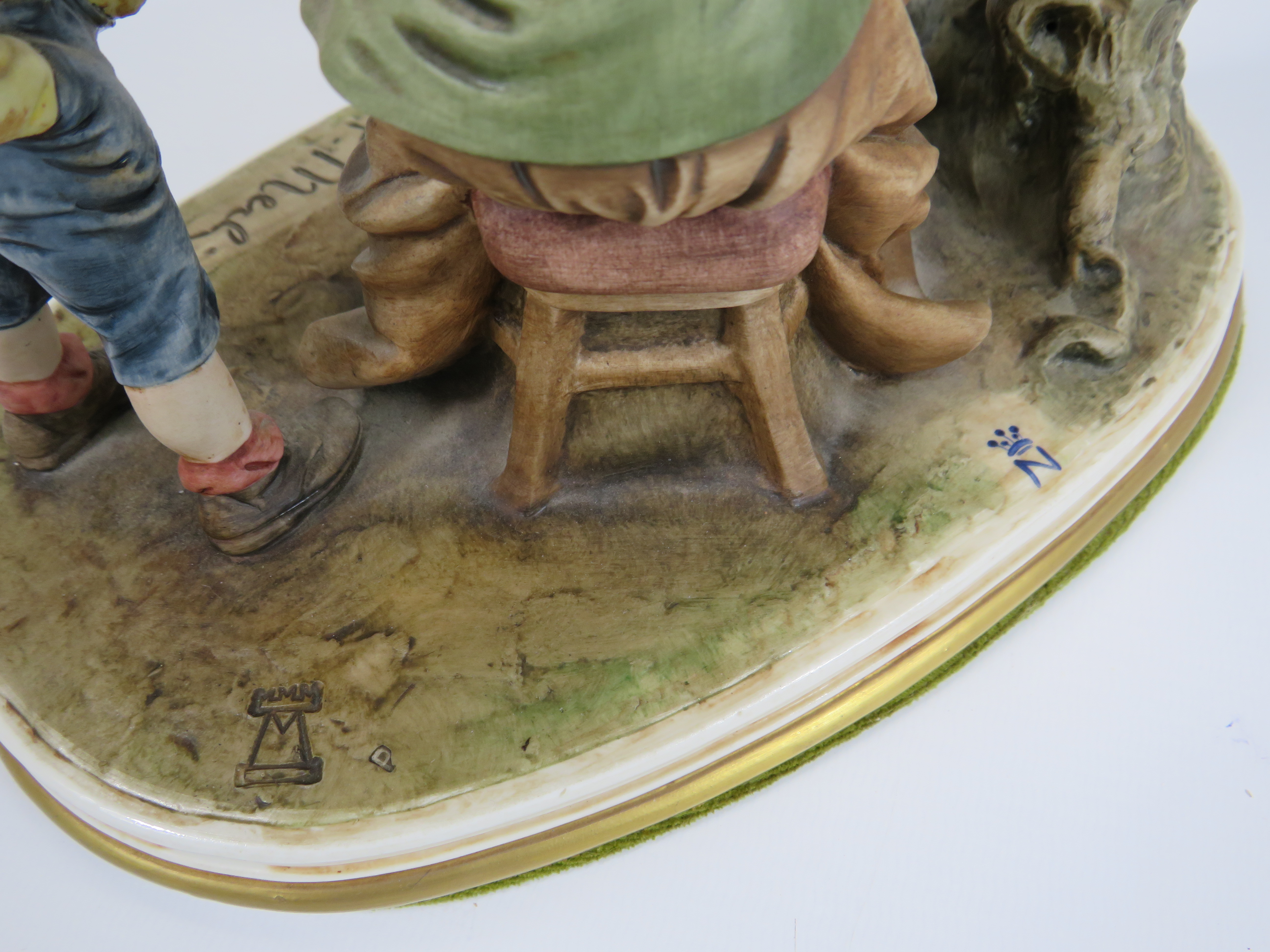 Capodimonte B Merli artist and boy figurine, missing end of paint brush, plus one other figurine - Image 6 of 6