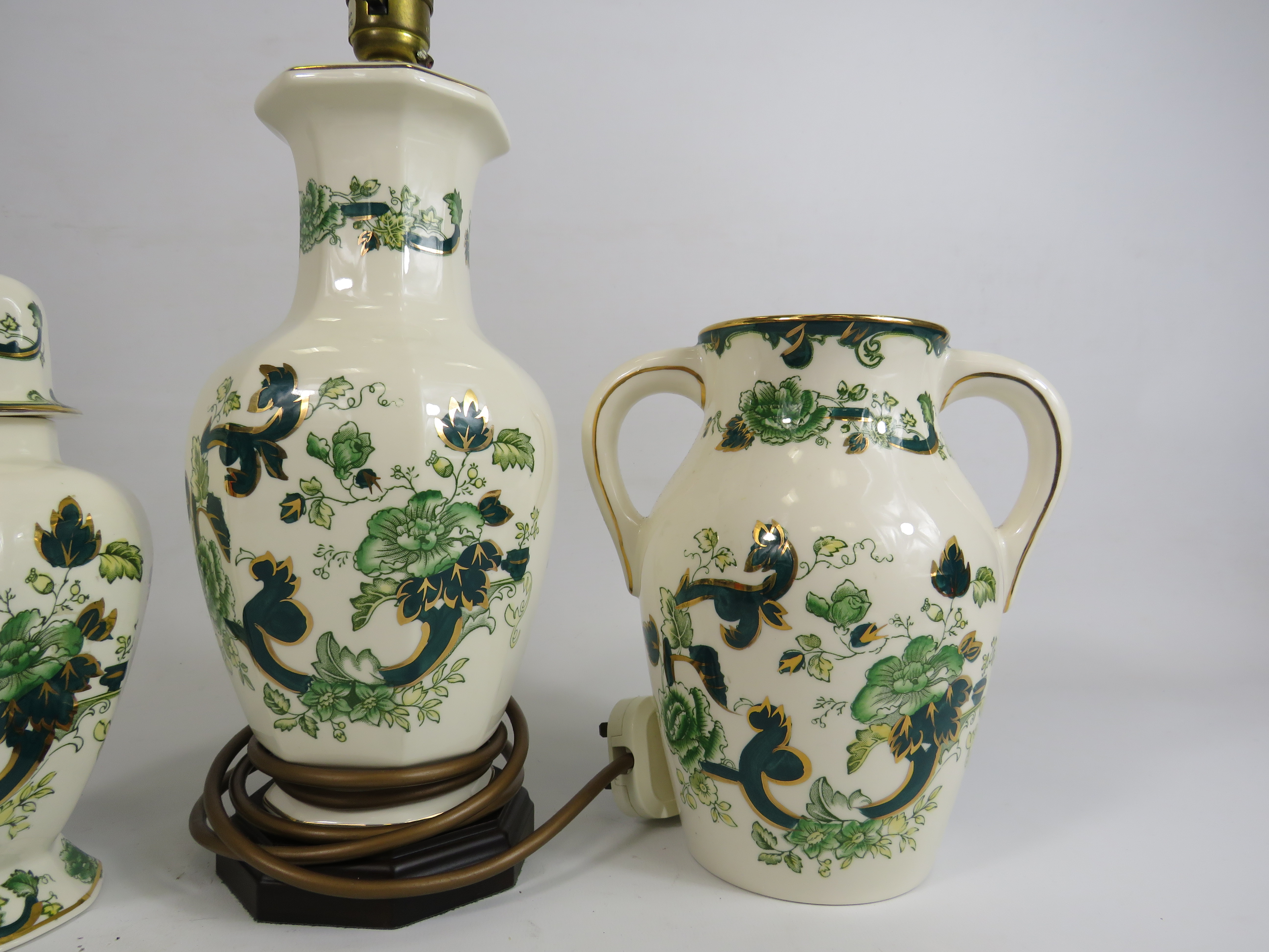 3 Pieces of Masons Ironstone in the Green chartruese pattern (chip to the base of lidded jar) - Image 3 of 4