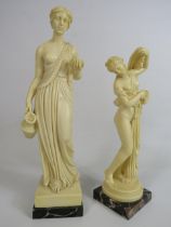 Two classical style resin figurines by A Santini, tallest stand 23cm.