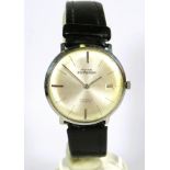 17 Jewel Swiss Emperor watch with date window. Leather strap, working order. 