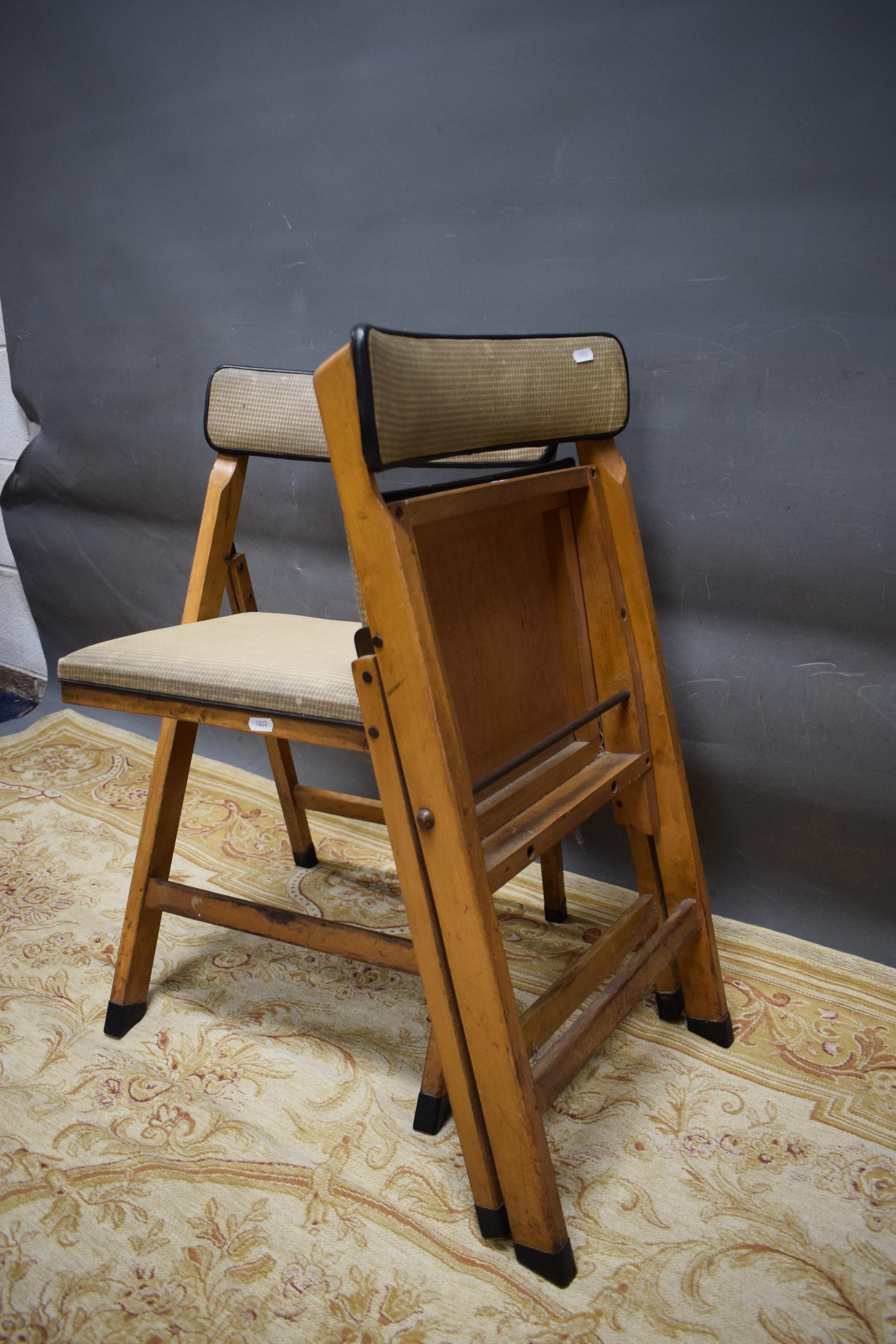 Pair of Stylish 1930's Era Folding chairs with padded top and back support. See photos.  - Image 4 of 5