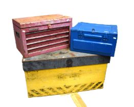 Three large chests, tool chest, four drawer tool chest by Stack on plus ammo box tool chest. See pho