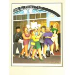 Beryl Cook Signed Lithograph, Limited Edition number 147/850 Published 1994. 'Hen Night'  Mounted bu