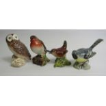 4 Beswick bird figurines, slight chip to underside of beak on wagtail.