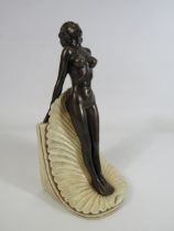 Art deco style bronze effect figural resin bookend, 24cm tall.