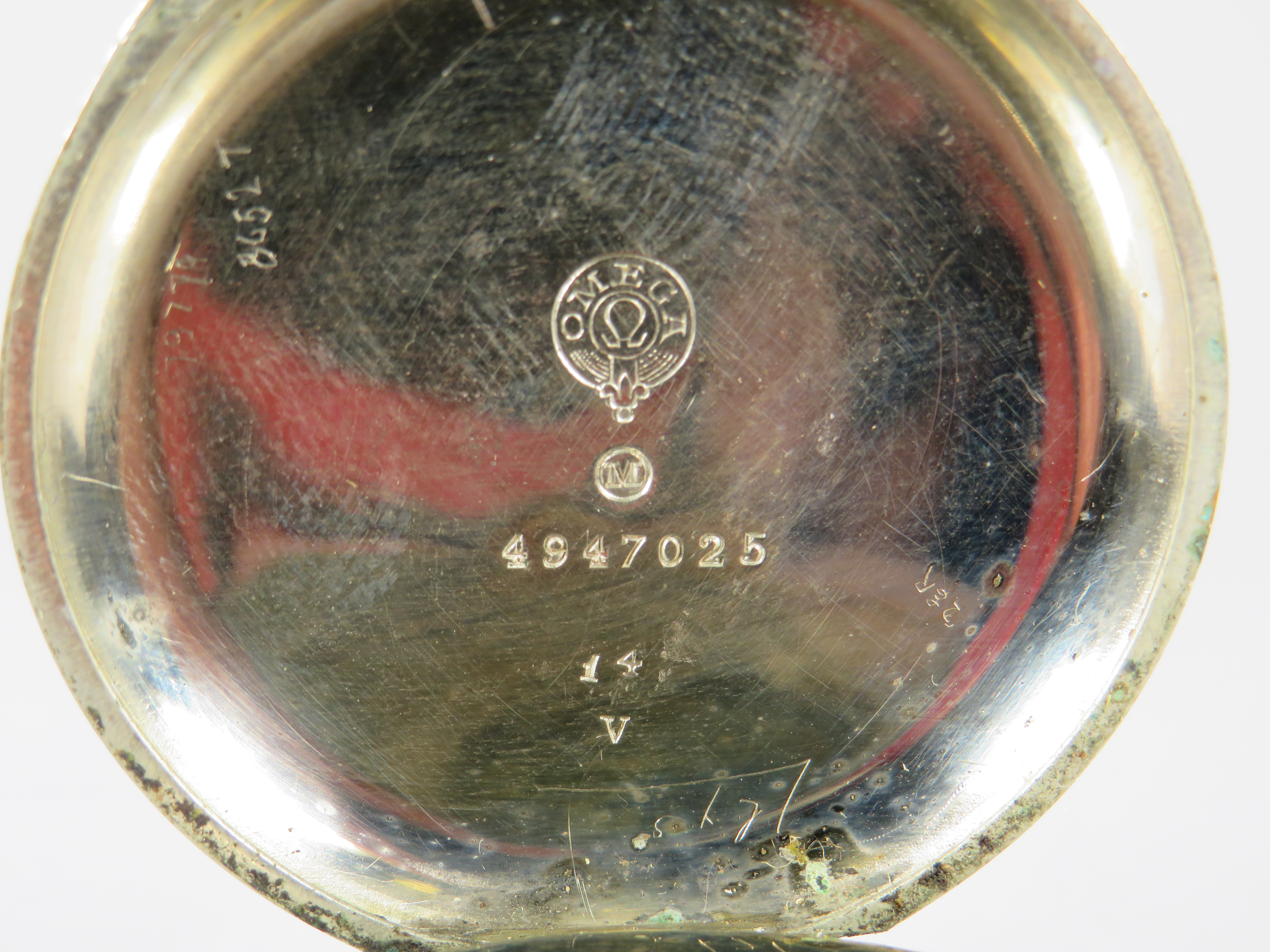 Vintage Omega Pocket watch in Steel case. Crown wind. Enamel face, gold hands with subidiary dial. R - Image 4 of 5