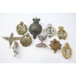 Military Cap Badges x 10 inc. R.F.C R.A.F Parachute Regt Etc. 2341326