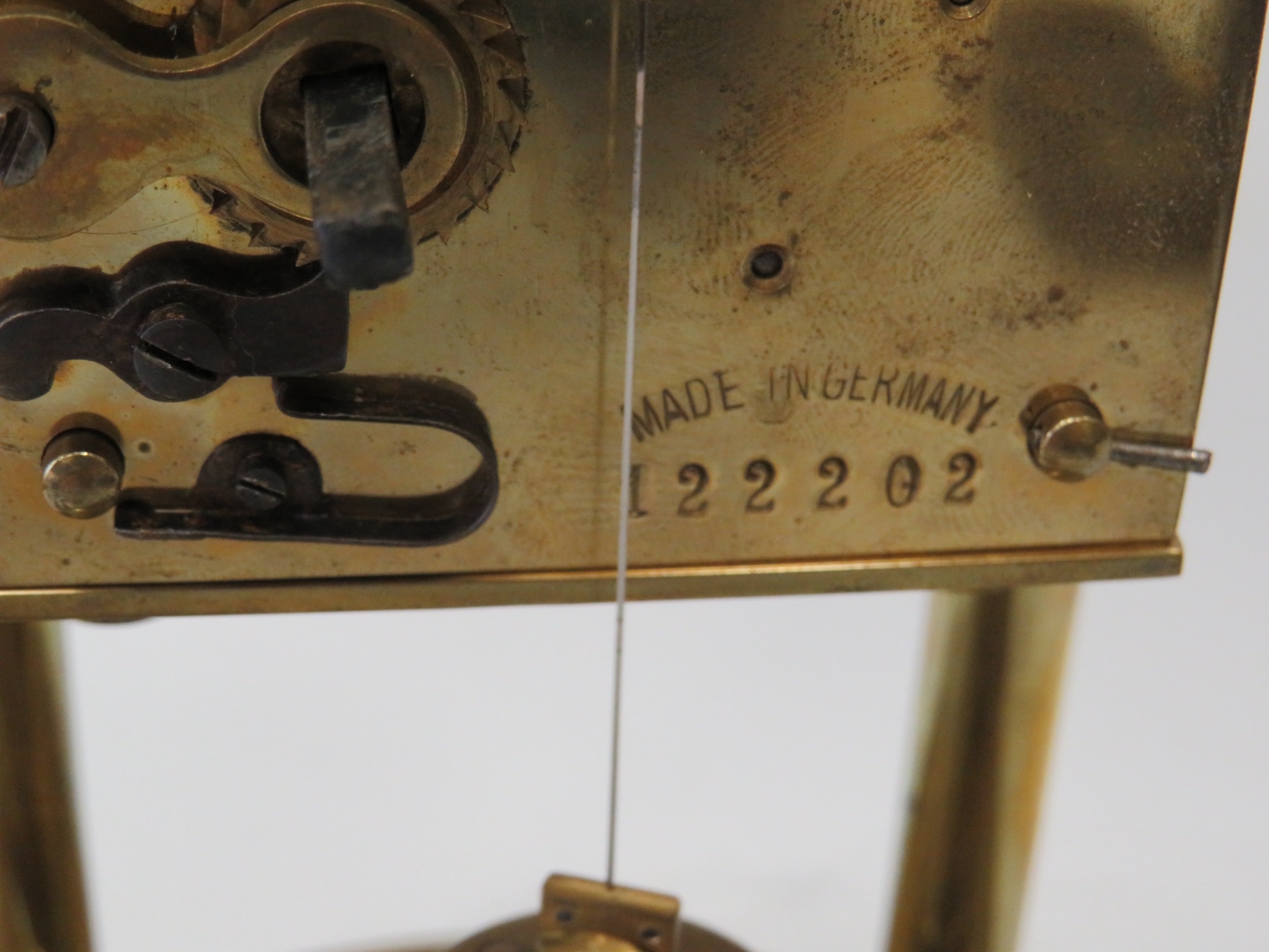 German Made Brass based Anniversary clock with enamel Dial. Sits under a Glass dome which measures - Image 4 of 5