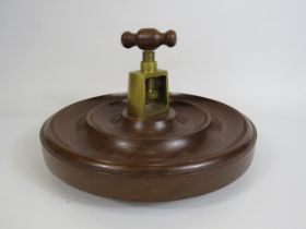 Afrormosia wooden nut cracker bowl, 29cm diameter.