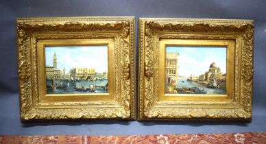 Pair of Venetian Scenes, Oil on Board. Both framed. See photos. S2