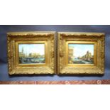 Pair of Venetian Scenes, Oil on Board. Both framed.  See photos.  S2