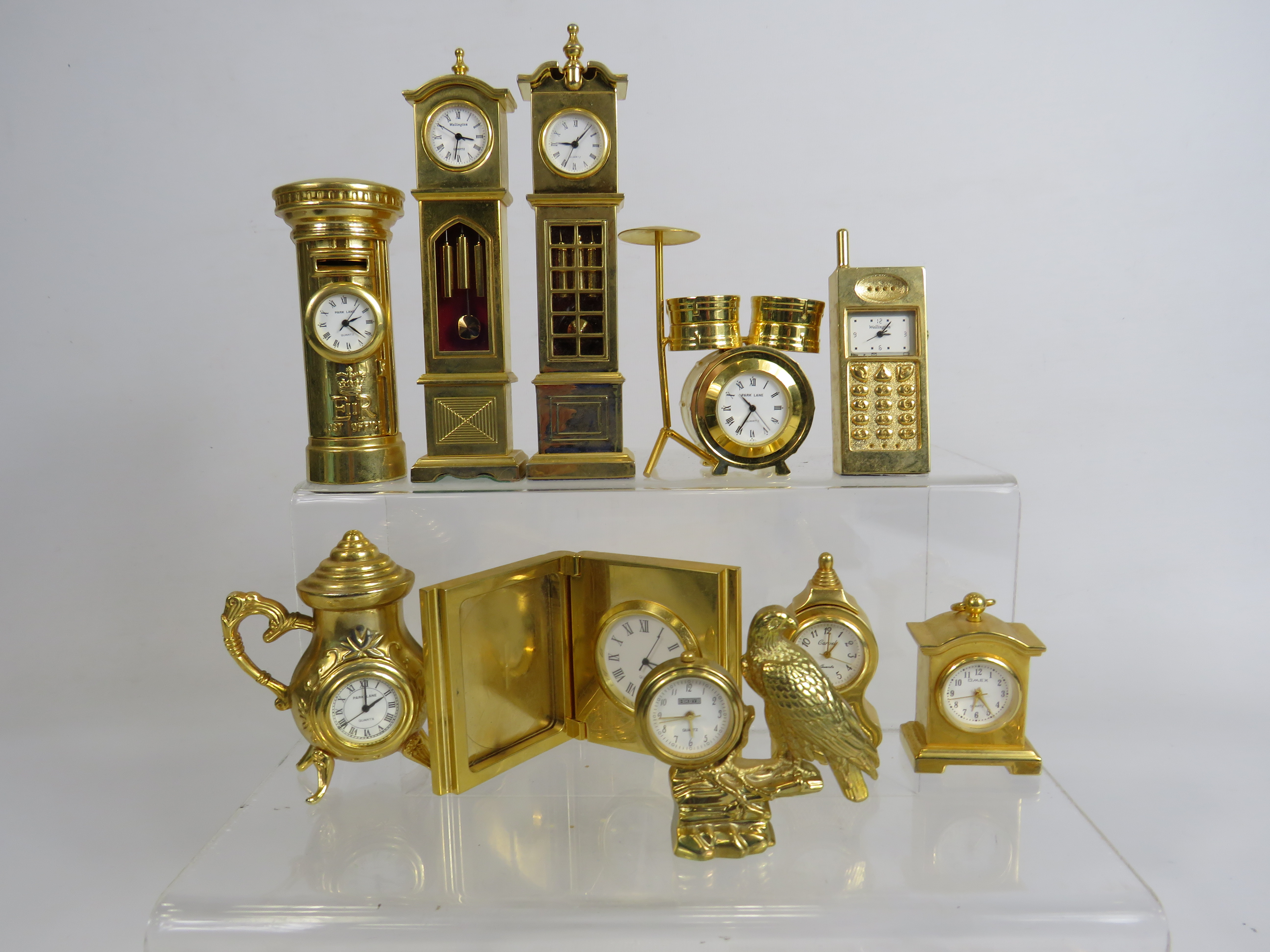 Large selection of miniature brass novelty clocks etc. - Image 3 of 3