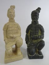 Two terracotta army style soldier figures, 13.5" tall.