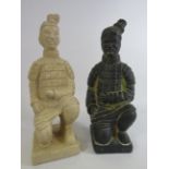 Two terracotta army style soldier figures, 13.5" tall.