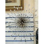 Lovely Retro Metal and Glass Starburst wall art. Approx 30 inches in diameter. See photos.