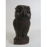 Carved wood effect heavy composite Owl figurine, 20.5cm tall.