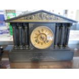 Lovely Slate bodied Mantle clock with Brass dial in excellent running order. Made by the Ansonia clo