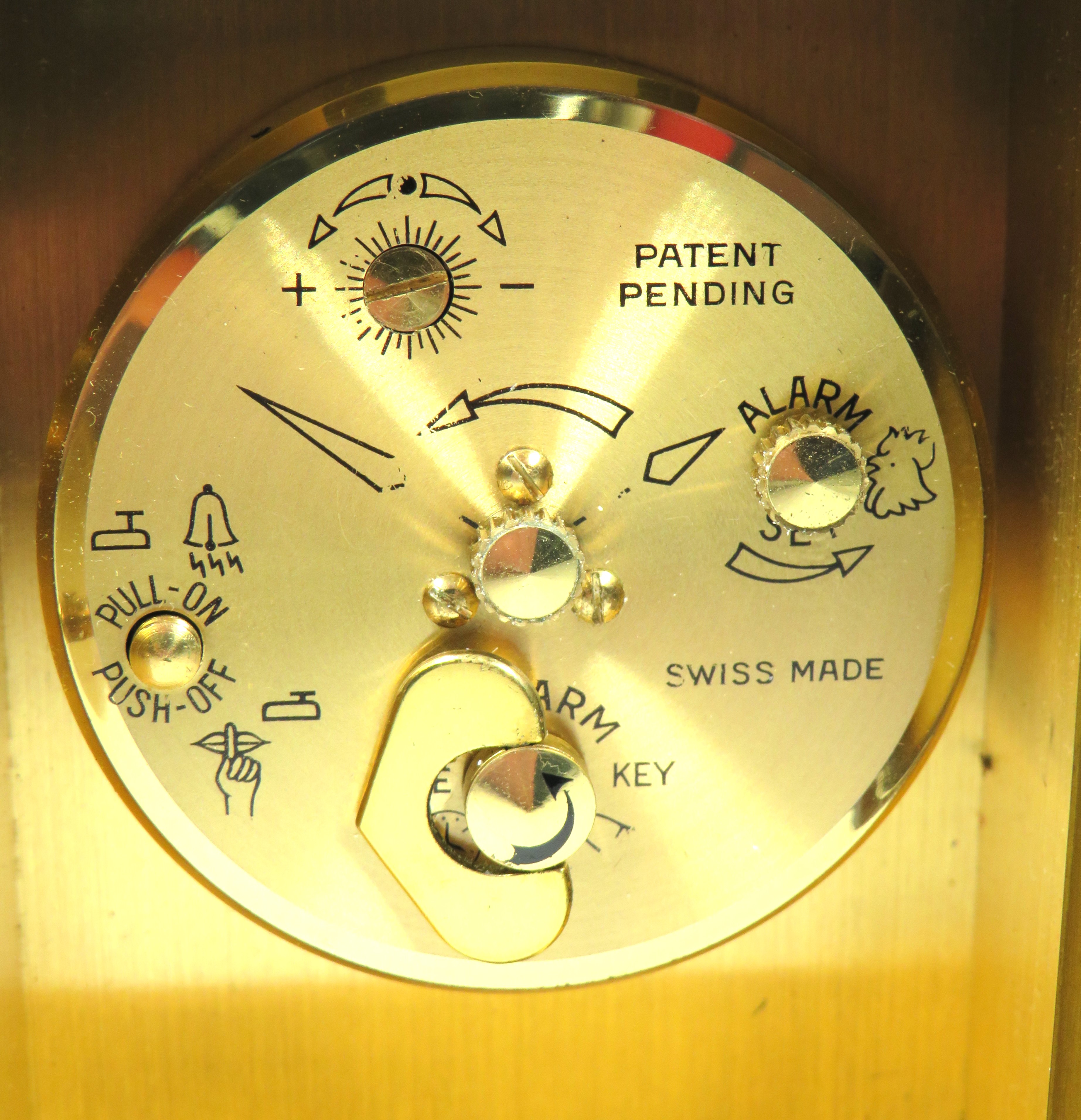 Swiss made Swiza mechanical Carriage clock alarm. Brushed brass case. Running order approx 4 inches  - Image 4 of 4
