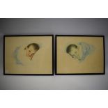 Two Framed prints of Babies.   15 x 19 inches. See photos.   S2