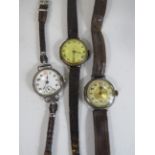 Ladies Vintage Sterling Silver Cased Trench Style Wristwatches Hand-wind x 3     2114228