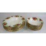 8 Royal Albert old country roses soup bowls and 8 dessert bowls.