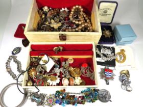 Small Jewellery box filled with jewellery and other treasures. See photos.