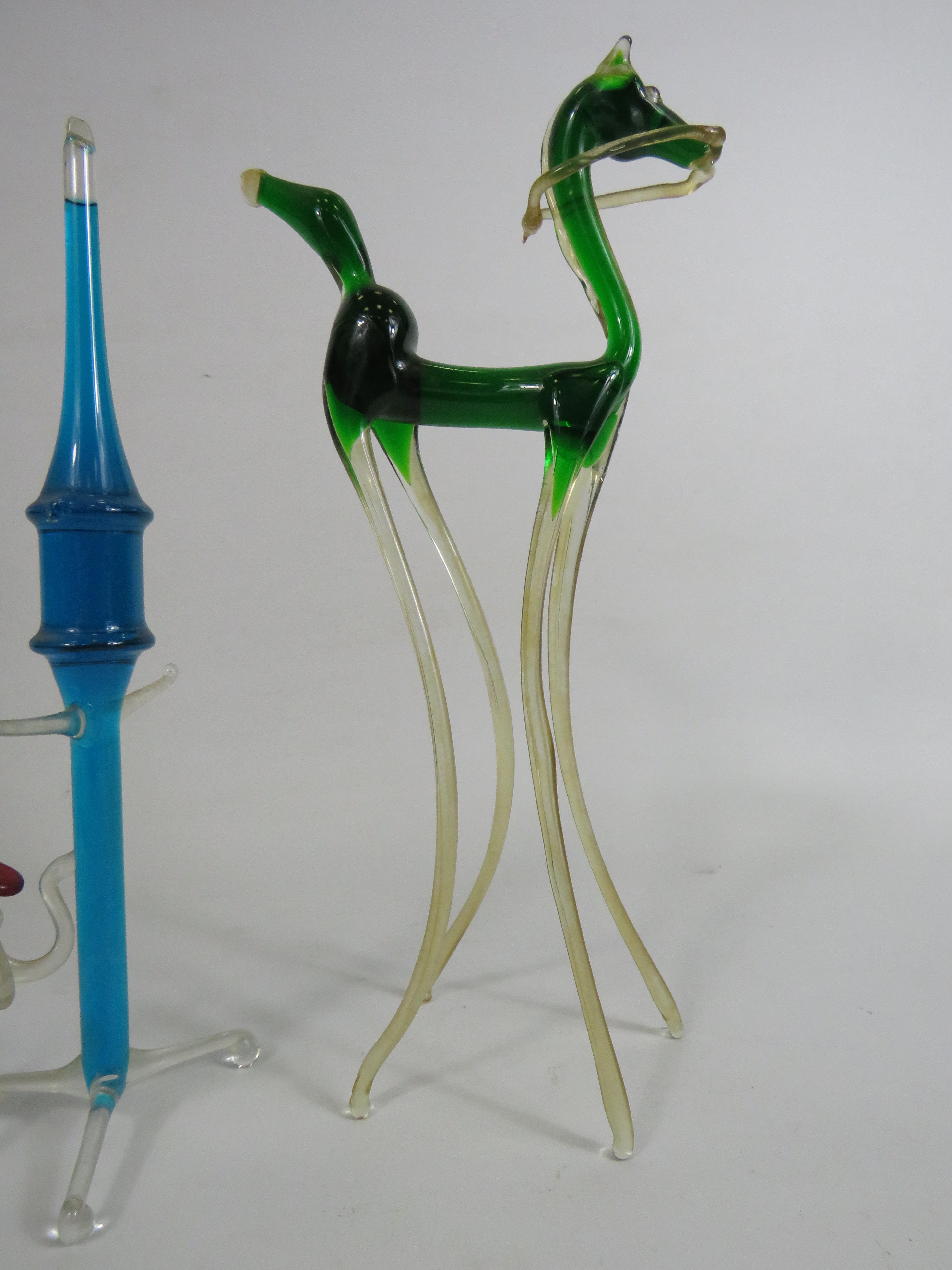 Two large art glass figures filled with liquid, the tallest stands 29cm. - Image 3 of 3
