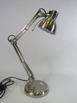 Modern chrome angle poise lamp.