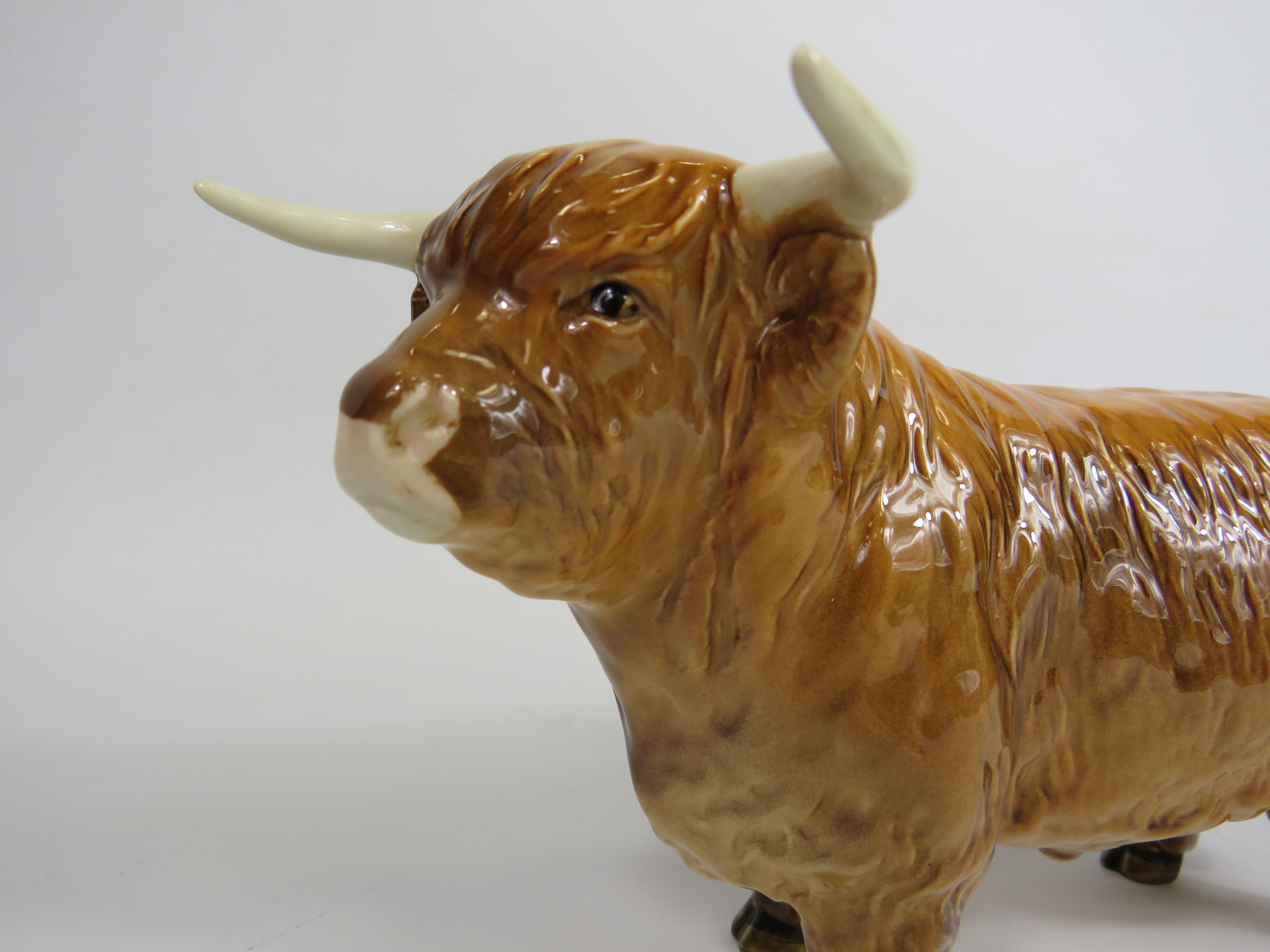 Beswick Highland Cattle bull figurine, approx 11.5cm tall & 21cm long. - Bild 3 aus 5