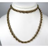 9ct Rope Twist Necklace,  18 inches long. Weight 5.4g