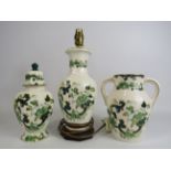 3 Pieces of Masons Ironstone in the Green chartruese pattern (chip to the base of lidded jar)