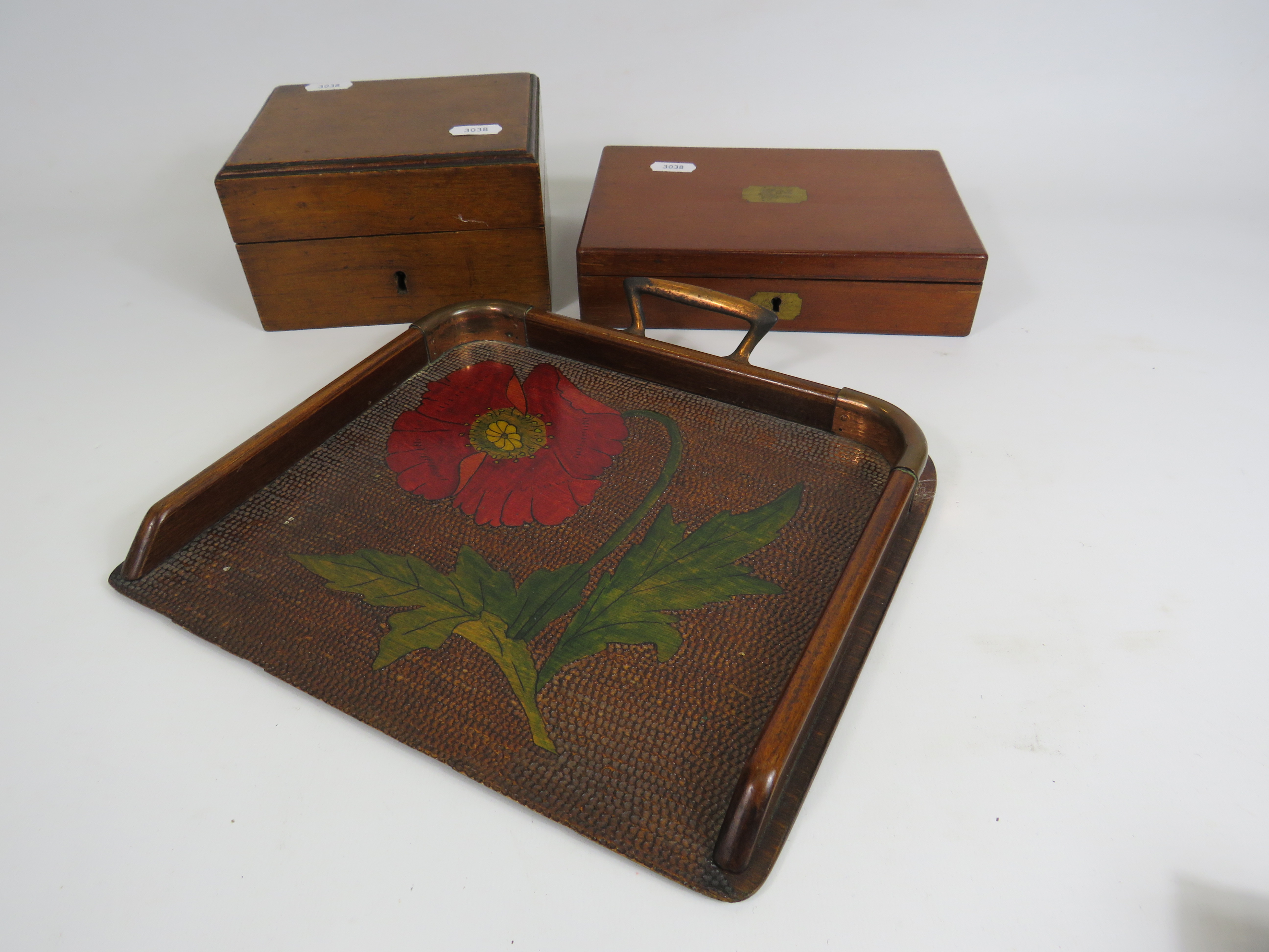 2 Vintage wooden storage boxes and contents of mables plus a vintage crumb tray decorated with a - Image 5 of 5