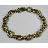 Pretty 9ct Gold Double link Bracelet with White Gold spacers.  Total length 7.5 inches.   17.5g