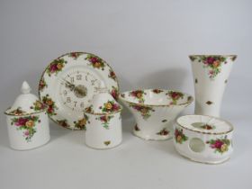 Selection of Royal Albert old country roses decorative items, vases, bowls etc.