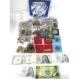 Large amount of UK/Continental Coins, presentation packs, Notes etc in excess of 2.5 kilos. 