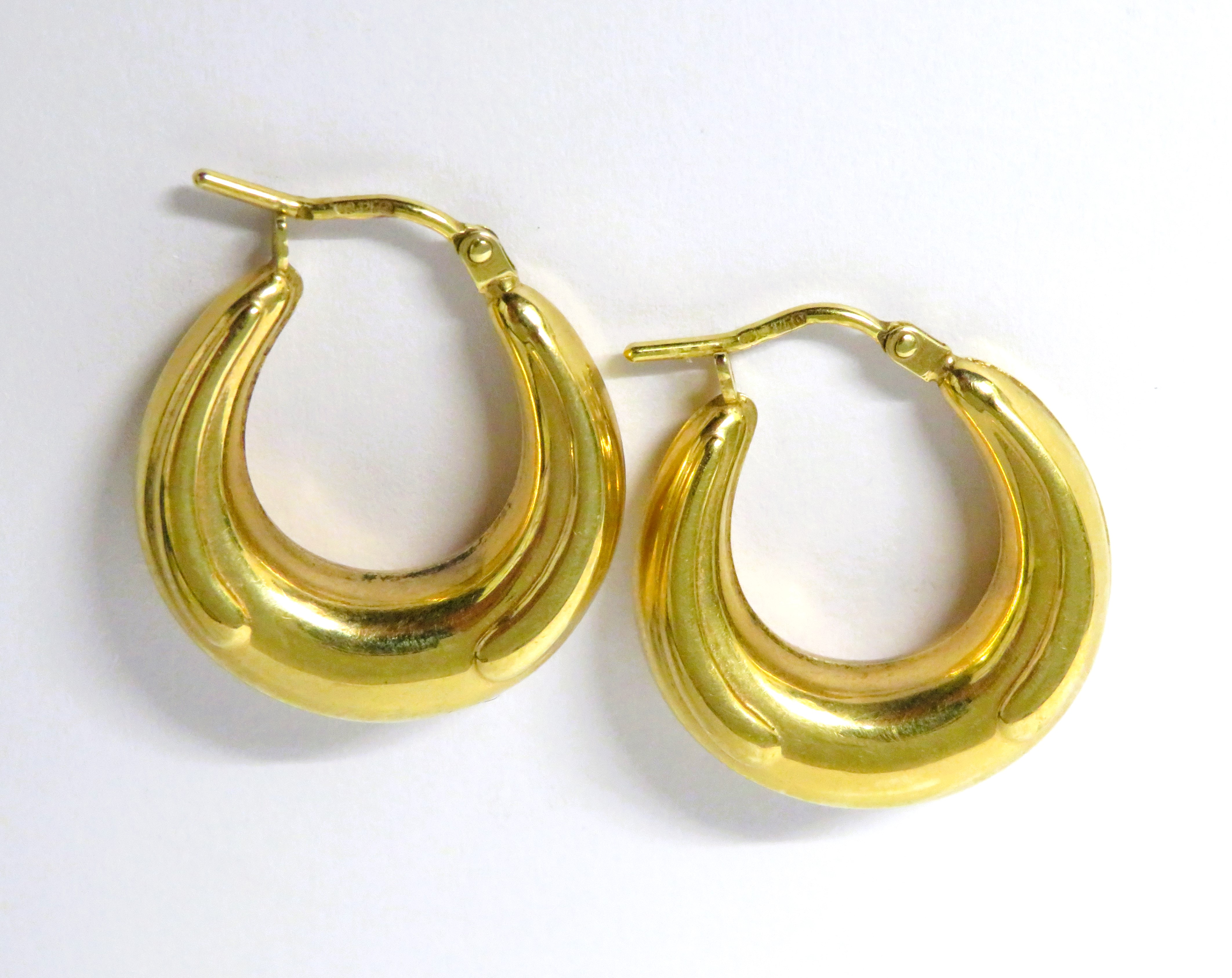 Pair of 9ct Yellow Gold Hollow Hoop earrings. Total weight approx 2.6g