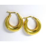 Pair of 9ct Yellow Gold Hollow Hoop earrings. Total weight approx 2.6g