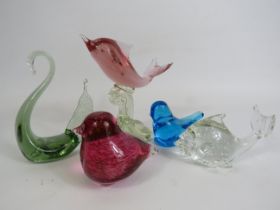 Selection of bird and fish paperweights, Wedgwood etc.