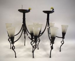 Pair of Five Branch Chandelier ceiling lamps . Modern made. See photos. S2