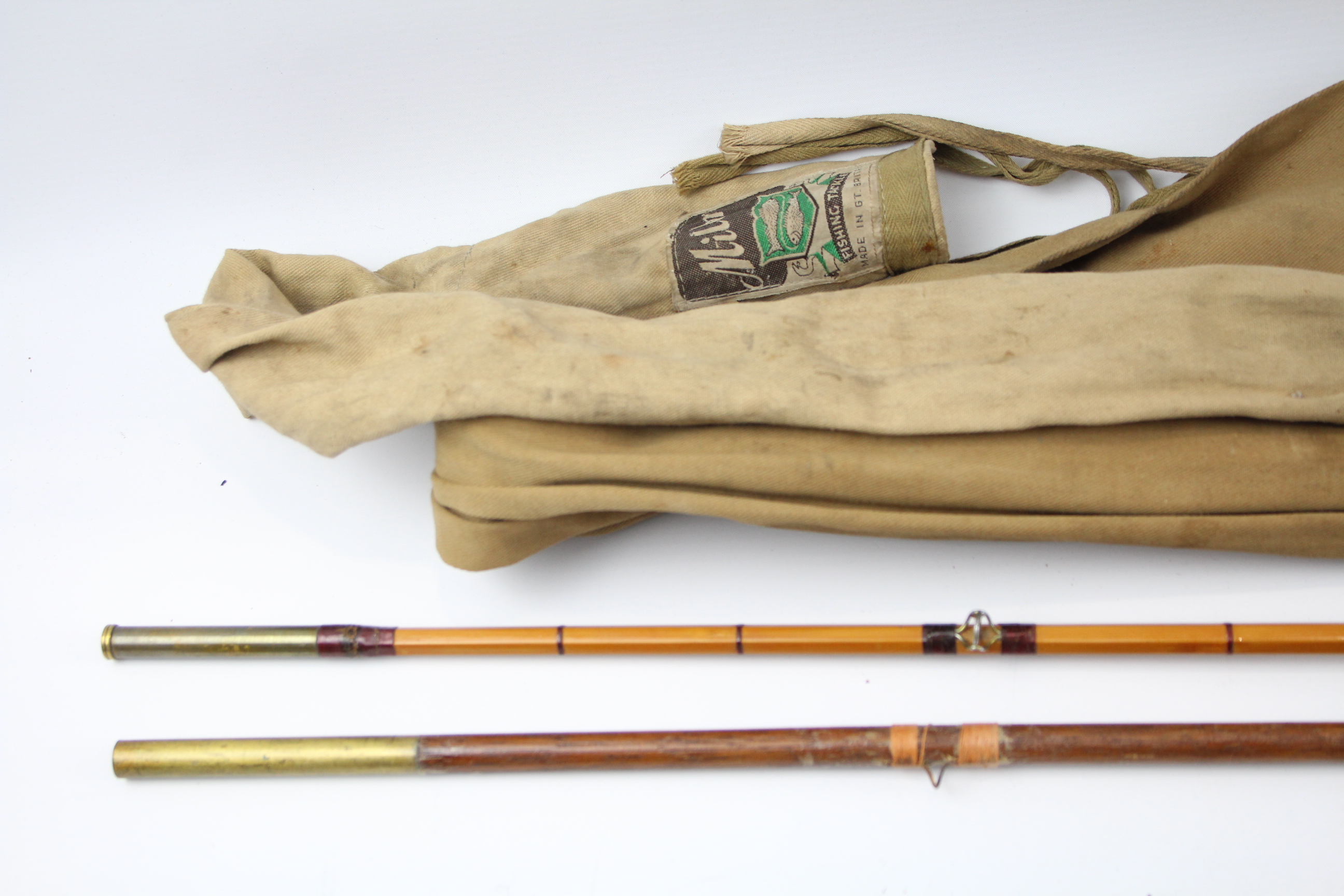 2 Vintage three pieces fishing rods, Split cane and wooden. - Image 2 of 7