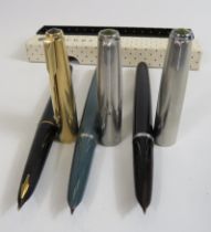 2 Parker 51 and a 61 fountain pens, one with rolled gold lid.