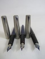 3 Parker frontier fountain pens.