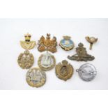 Military Cap Badges x 10 inc. K.O.Y.L.I Dorsetshire R.A.F Etc 2341318